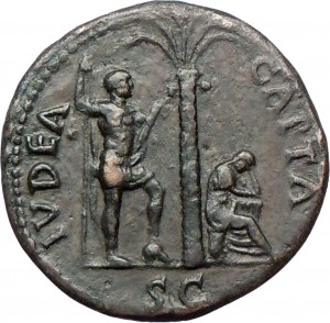 monnaie Judea capta où l'on voit la Judée sous l'aspect d'une captive assise au pied d'un palmier